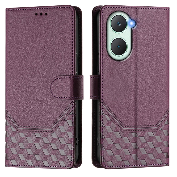For vivo Y03 4G Global / Y18 4G Honeycomb Embossing RFID Leather Phone Case