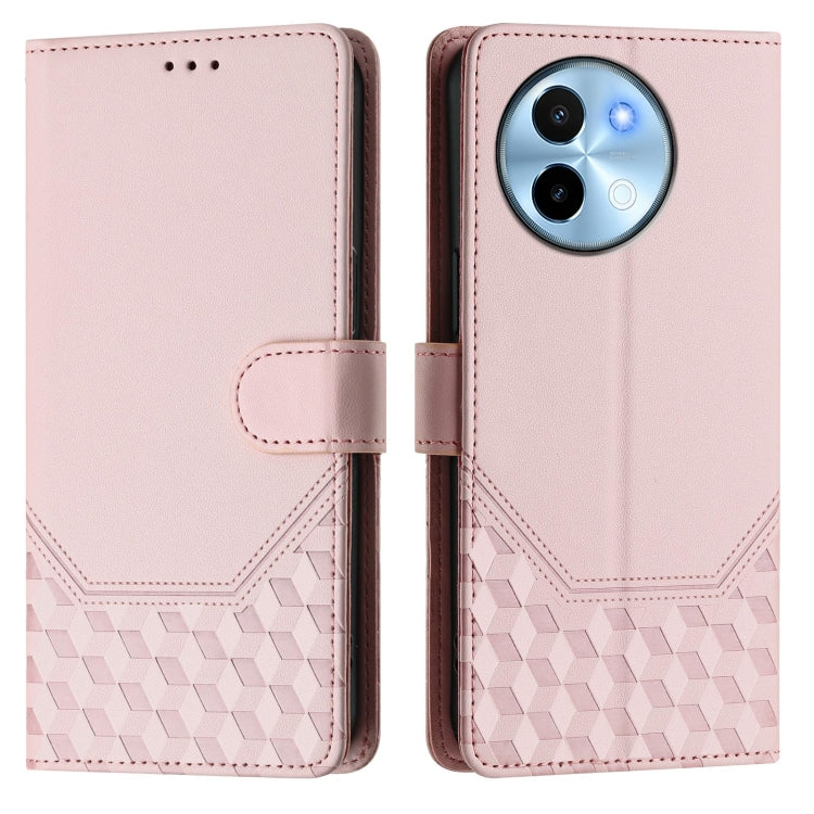 For vivo Y38 5G / Y200i / T3x Global Honeycomb Embossing RFID Leather Phone Case
