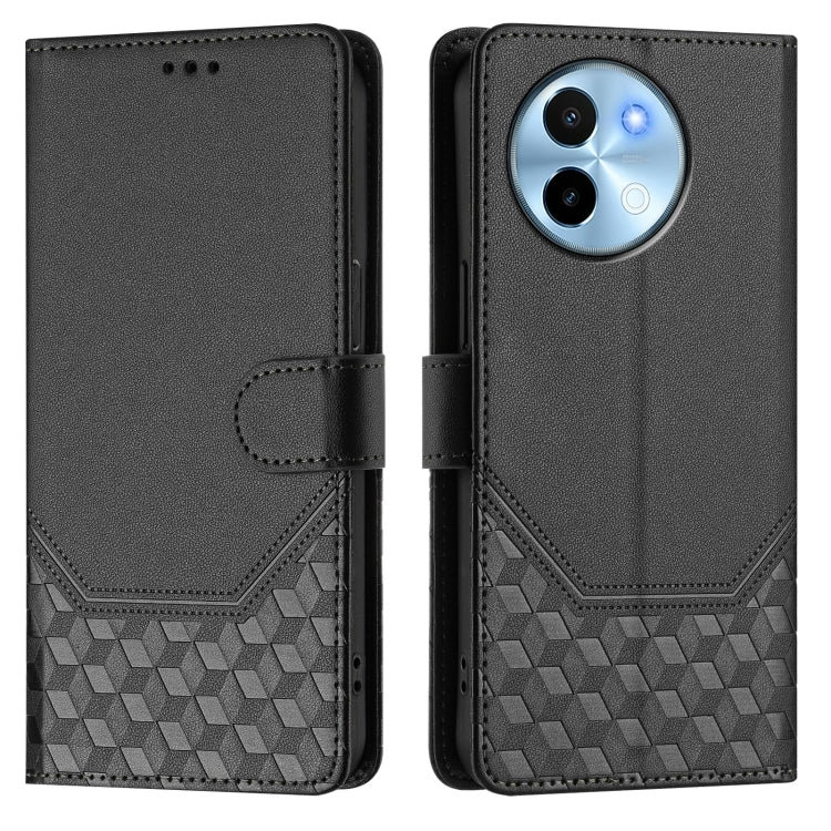 For vivo Y38 5G / Y200i / T3x Global Honeycomb Embossing RFID Leather Phone Case