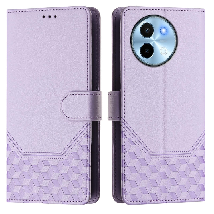 For vivo Y38 5G / Y200i / T3x Global Honeycomb Embossing RFID Leather Phone Case