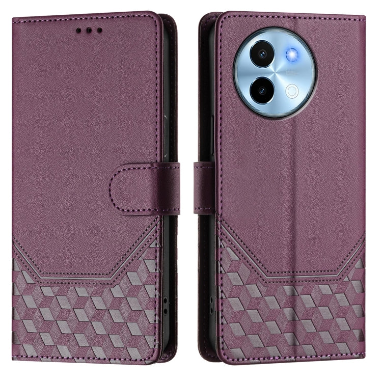 For vivo Y38 5G / Y200i / T3x Global Honeycomb Embossing RFID Leather Phone Case