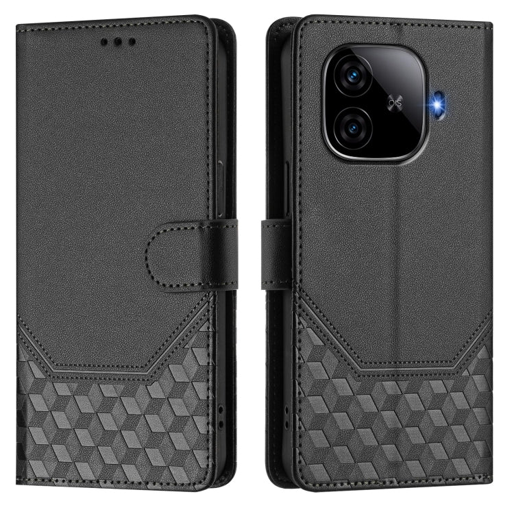 For vivo iQOO Z9 / Z9 Turbo Honeycomb Embossing RFID Leather Phone Case