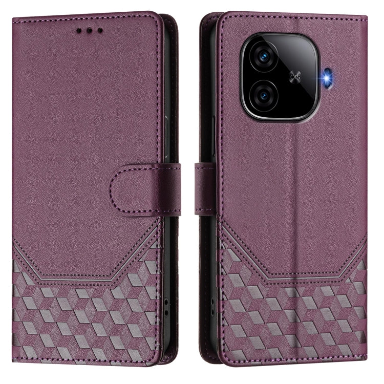 For vivo iQOO Z9 / Z9 Turbo Honeycomb Embossing RFID Leather Phone Case
