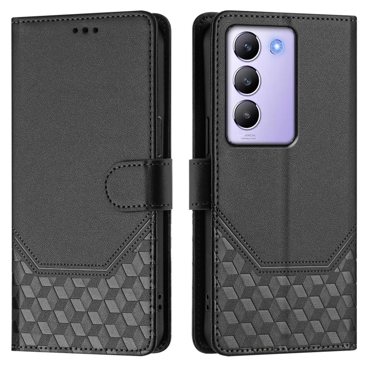 For vivo Y100 IDN / T3 5G IDN Honeycomb Embossing RFID Leather Phone Case