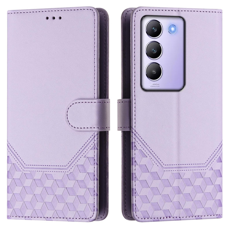 For vivo Y100 IDN / T3 5G IDN Honeycomb Embossing RFID Leather Phone Case