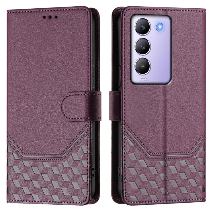 For vivo Y100 IDN / T3 5G IDN Honeycomb Embossing RFID Leather Phone Case