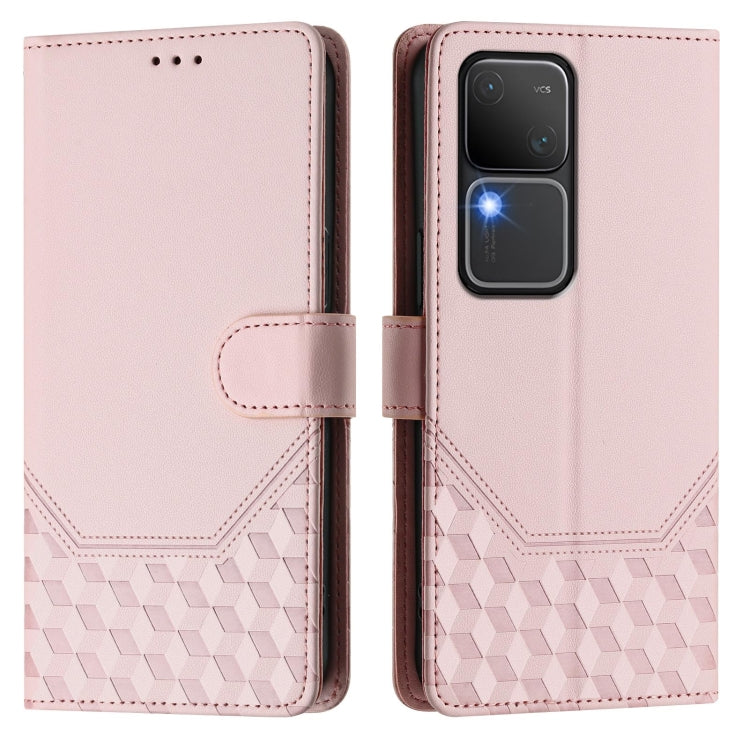 For vivo V30 5G / V30 Pro Global Honeycomb Embossing RFID Leather Phone Case
