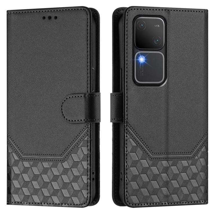 For vivo V30 5G / V30 Pro Global Honeycomb Embossing RFID Leather Phone Case