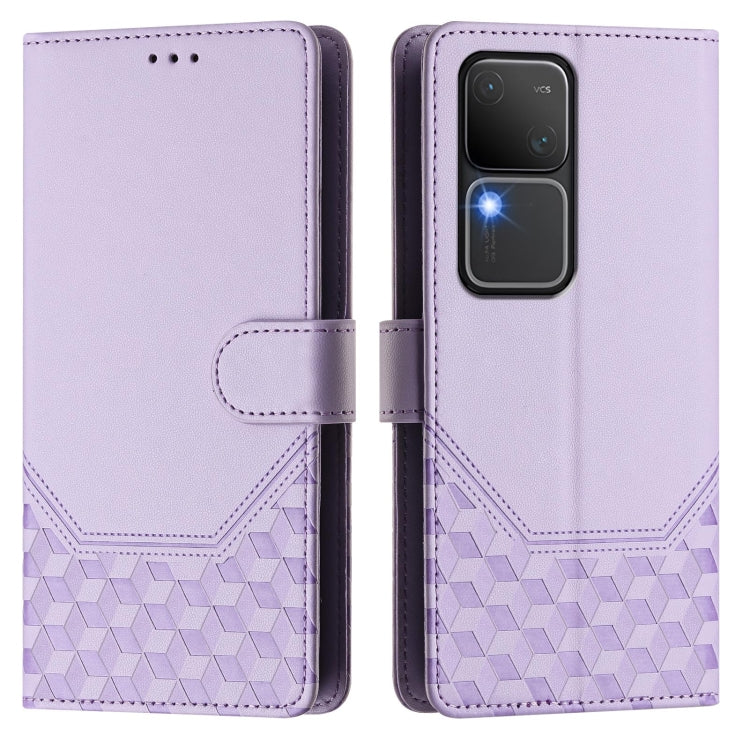 For vivo V30 5G / V30 Pro Global Honeycomb Embossing RFID Leather Phone Case