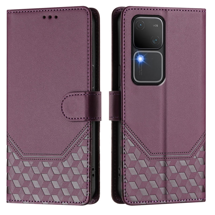 For vivo V30 5G / V30 Pro Global Honeycomb Embossing RFID Leather Phone Case