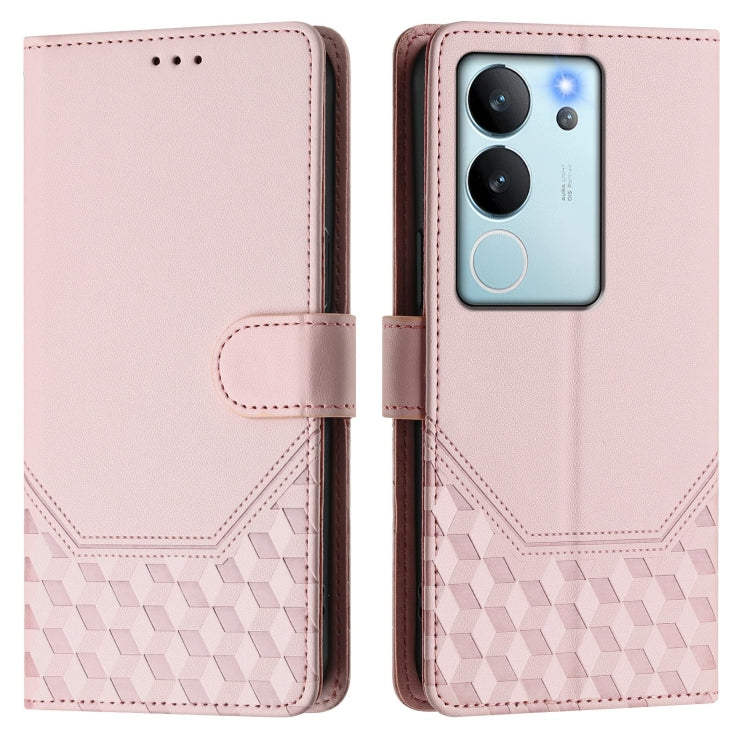 For vivo V29e 5G / Y200 5G Global Honeycomb Embossing RFID Leather Phone Case