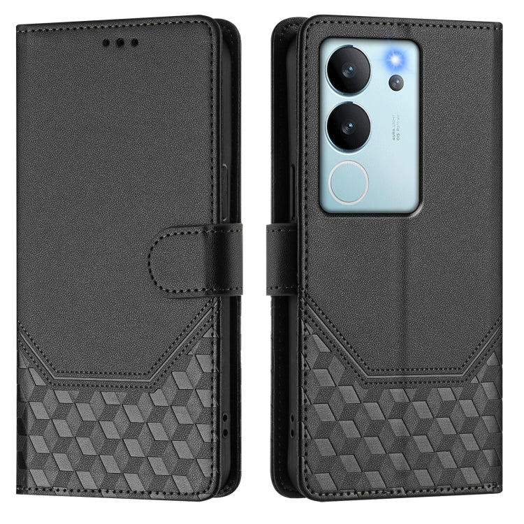 For vivo V29e 5G / Y200 5G Global Honeycomb Embossing RFID Leather Phone Case
