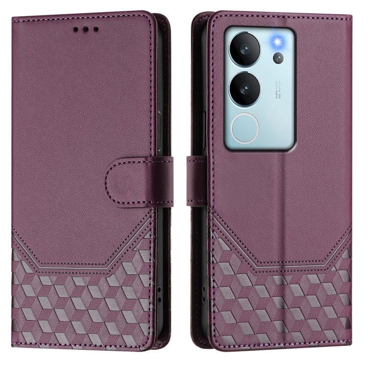 For vivo V29e 5G / Y200 5G Global Honeycomb Embossing RFID Leather Phone Case