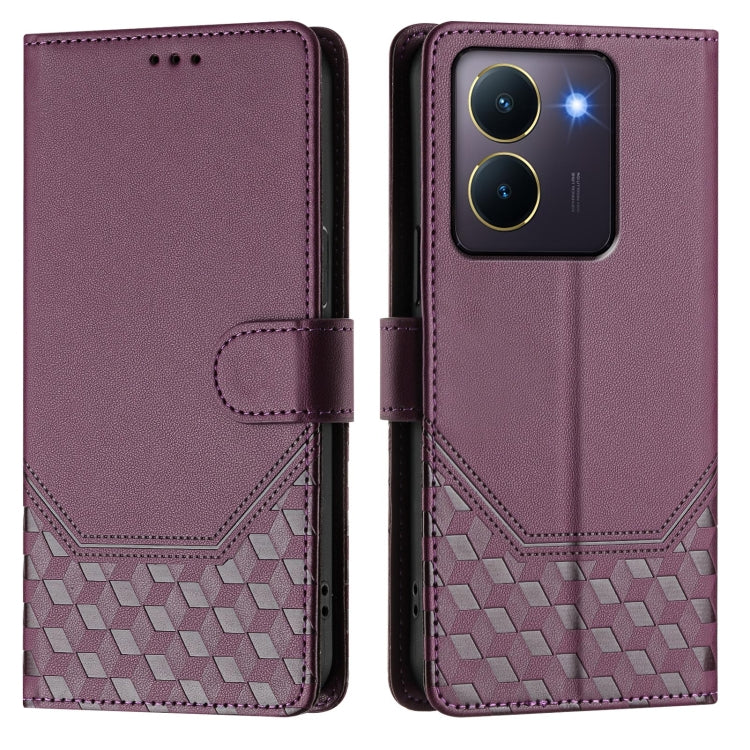 For vivo Y36 5G / 4G / Y27s 4G Global Honeycomb Embossing RFID Leather Phone Case