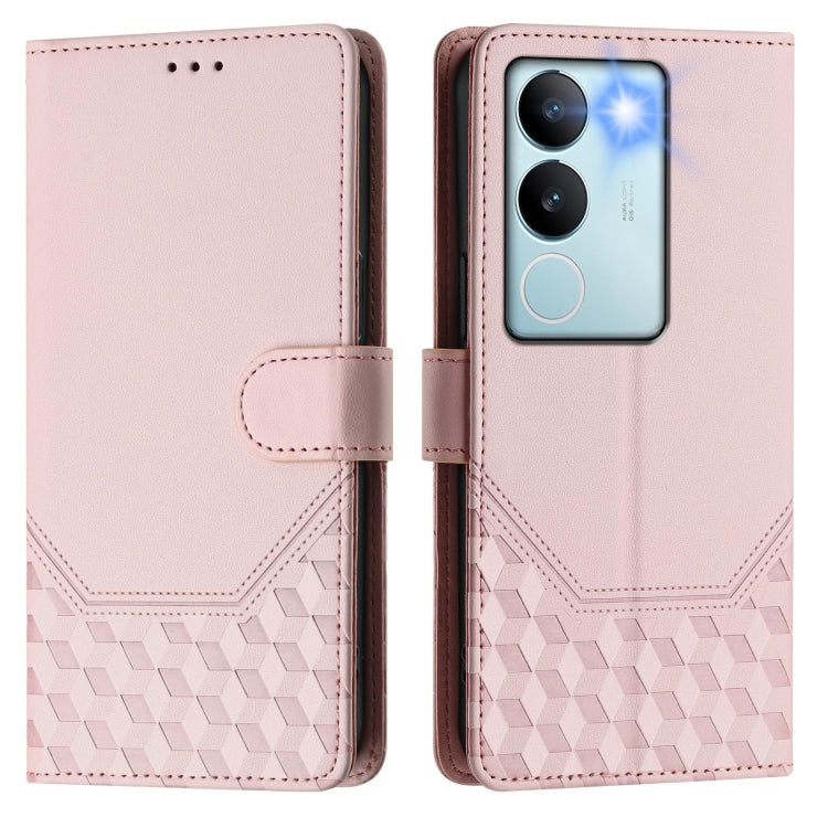 For vivo V29 5G / V29 Pro Global Honeycomb Embossing RFID Leather Phone Case