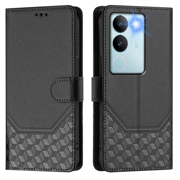 For vivo V29 5G / V29 Pro Global Honeycomb Embossing RFID Leather Phone Case