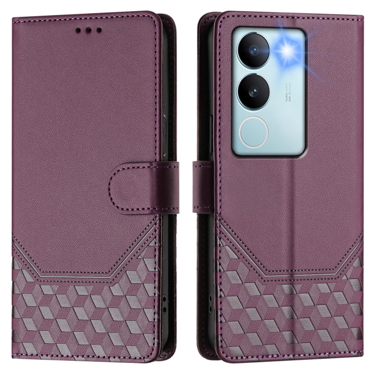 For vivo V29 5G / V29 Pro Global Honeycomb Embossing RFID Leather Phone Case
