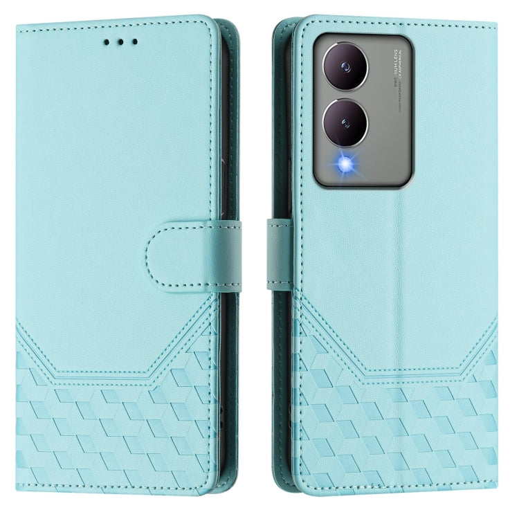 For vivo Y17s Global Honeycomb Embossing RFID Leather Phone Case