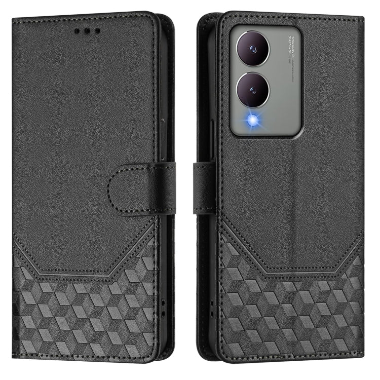 For vivo Y17s Global Honeycomb Embossing RFID Leather Phone Case
