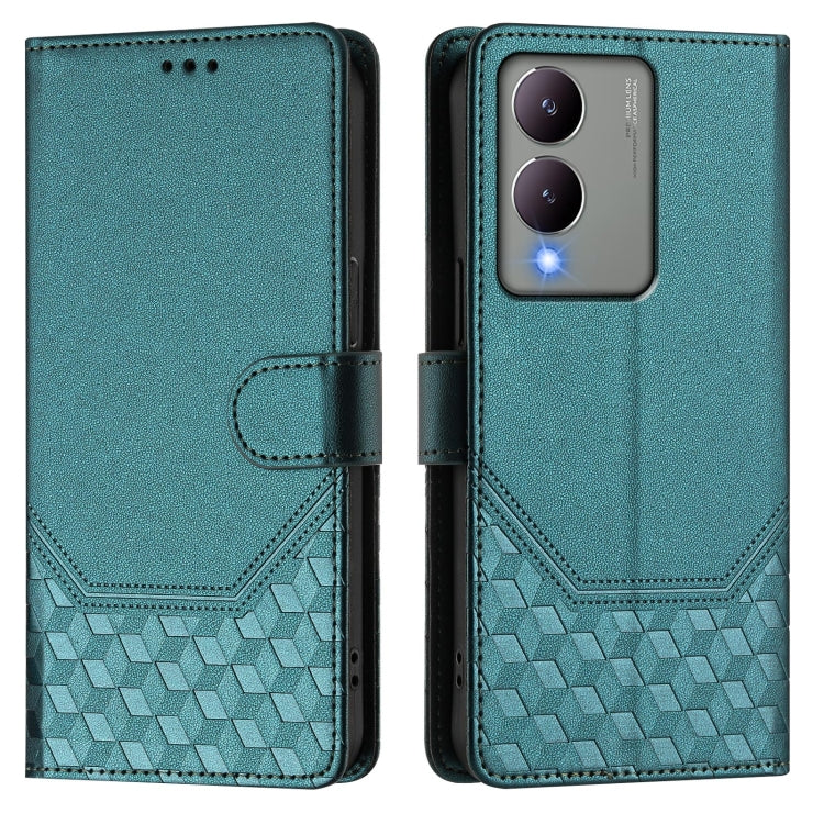 For vivo Y17s Global Honeycomb Embossing RFID Leather Phone Case
