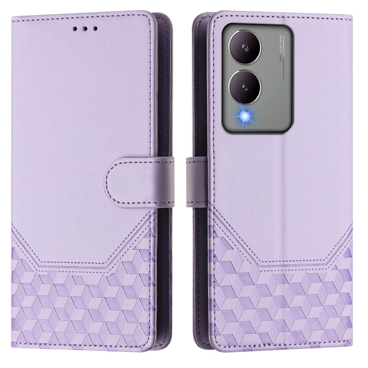 For vivo Y17s Global Honeycomb Embossing RFID Leather Phone Case
