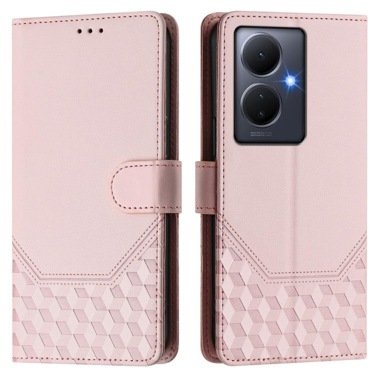 For vivo Y78+ 5G / Y78 5G Global Honeycomb Embossing RFID Leather Phone Case