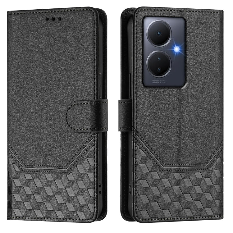 For vivo Y78+ 5G / Y78 5G Global Honeycomb Embossing RFID Leather Phone Case