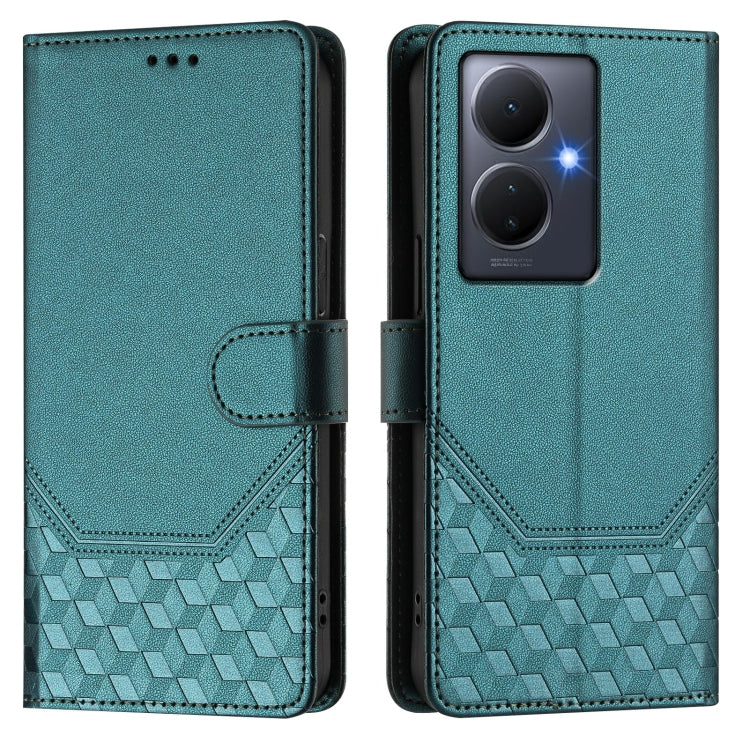 For vivo Y78+ 5G / Y78 5G Global Honeycomb Embossing RFID Leather Phone Case