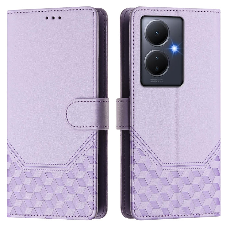 For vivo Y78+ 5G / Y78 5G Global Honeycomb Embossing RFID Leather Phone Case