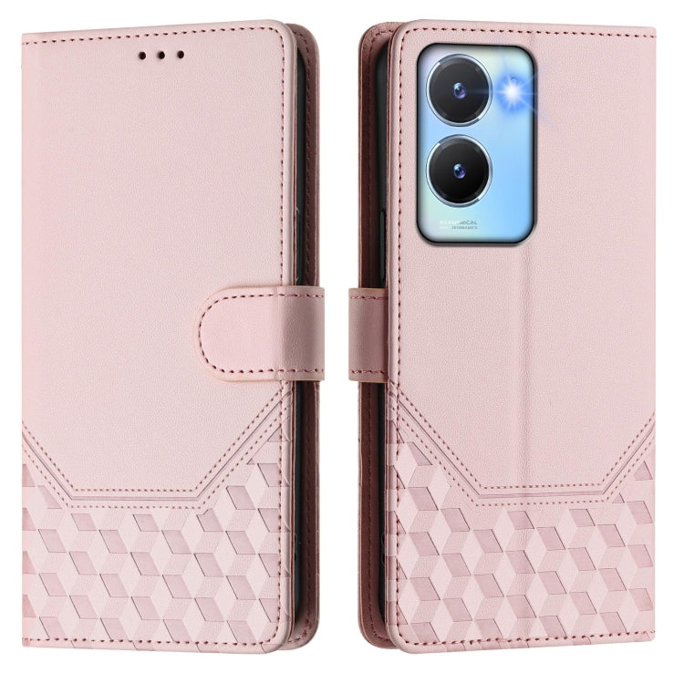 For vivo Y56 5G / Y16 4G / Y02s 4G Global Honeycomb Embossing RFID Leather Phone Case