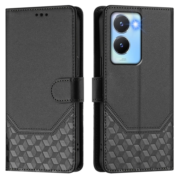 For vivo Y56 5G / Y16 4G / Y02s 4G Global Honeycomb Embossing RFID Leather Phone Case