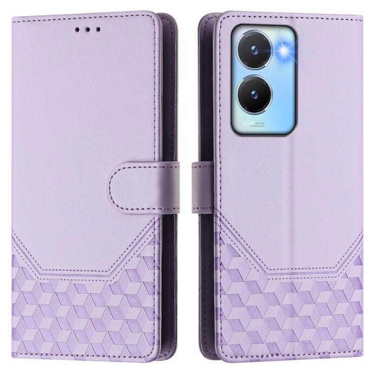 For vivo Y56 5G / Y16 4G / Y02s 4G Global Honeycomb Embossing RFID Leather Phone Case