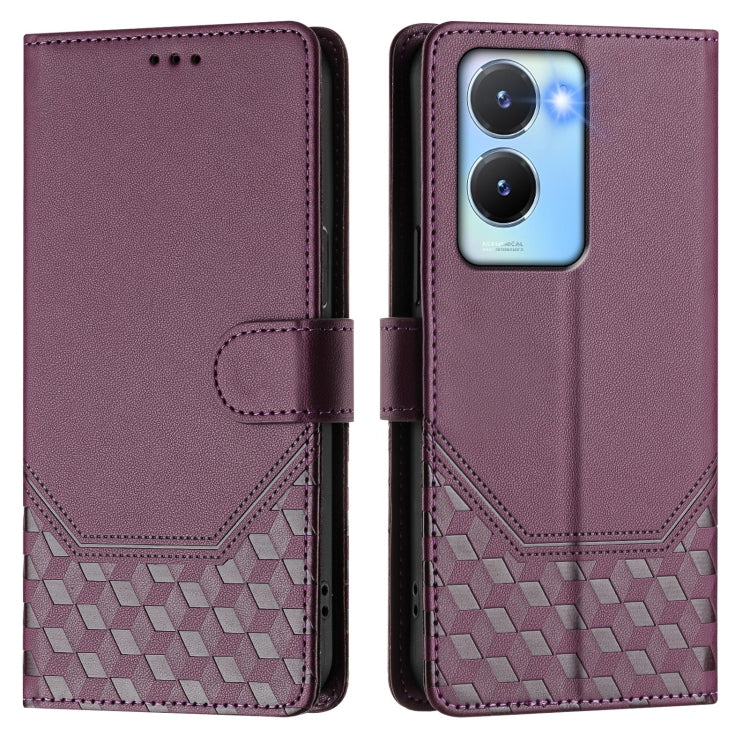 For vivo Y56 5G / Y16 4G / Y02s 4G Global Honeycomb Embossing RFID Leather Phone Case