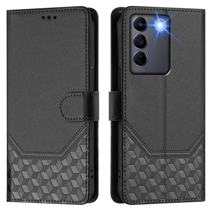 For vivo V27 5G / V27 Pro 5G Global Honeycomb Embossing RFID Leather Phone Case
