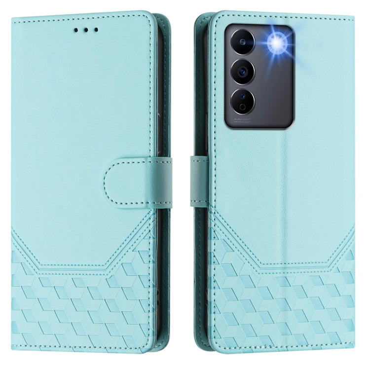 For vivo V27e 4G / T2 4G Global Honeycomb Embossing RFID Leather Phone Case