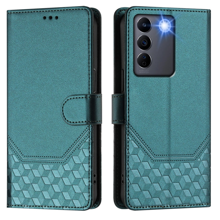 For vivo V27e 4G / T2 4G Global Honeycomb Embossing RFID Leather Phone Case
