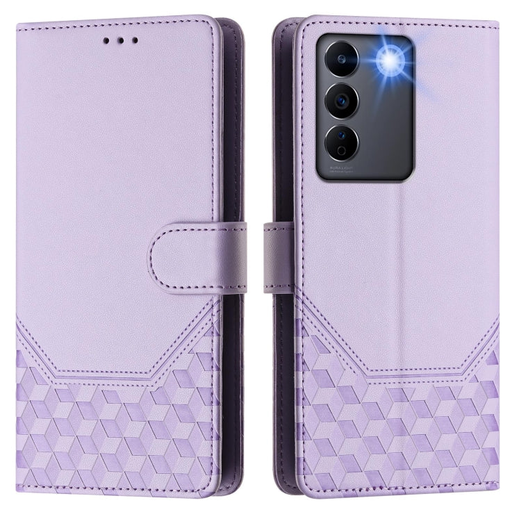 For vivo V27e 4G / T2 4G Global Honeycomb Embossing RFID Leather Phone Case