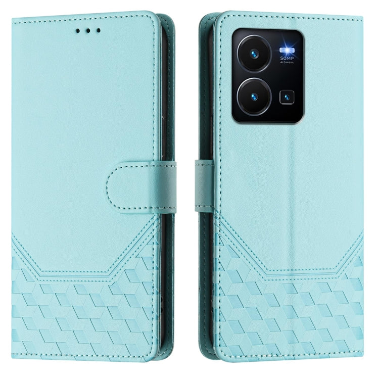 For vivo Y35 4G / Y22s 4G / Y22 4G Global Honeycomb Embossing RFID Leather Phone Case