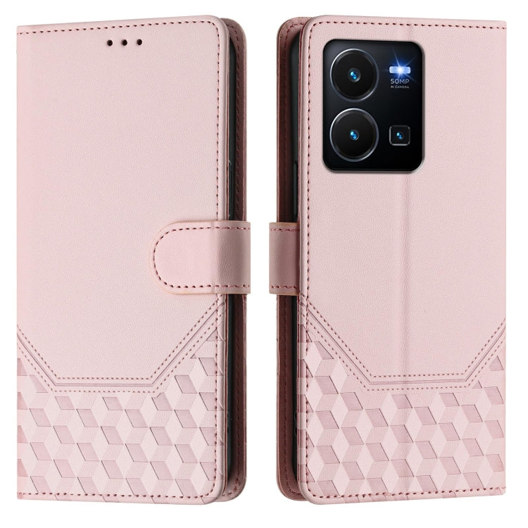 For vivo Y35 4G / Y22s 4G / Y22 4G Global Honeycomb Embossing RFID Leather Phone Case