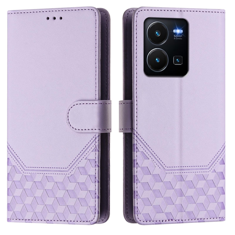 For vivo Y35 4G / Y22s 4G / Y22 4G Global Honeycomb Embossing RFID Leather Phone Case
