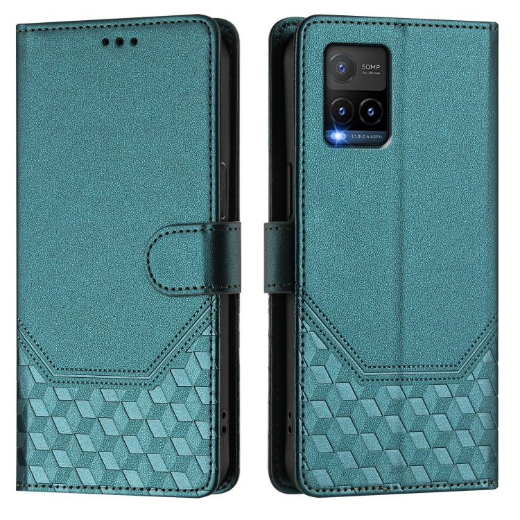 For vivo Y33s 4G / Y21 2021 / Y21s / Y21T Honeycomb Embossing RFID Leather Phone Case