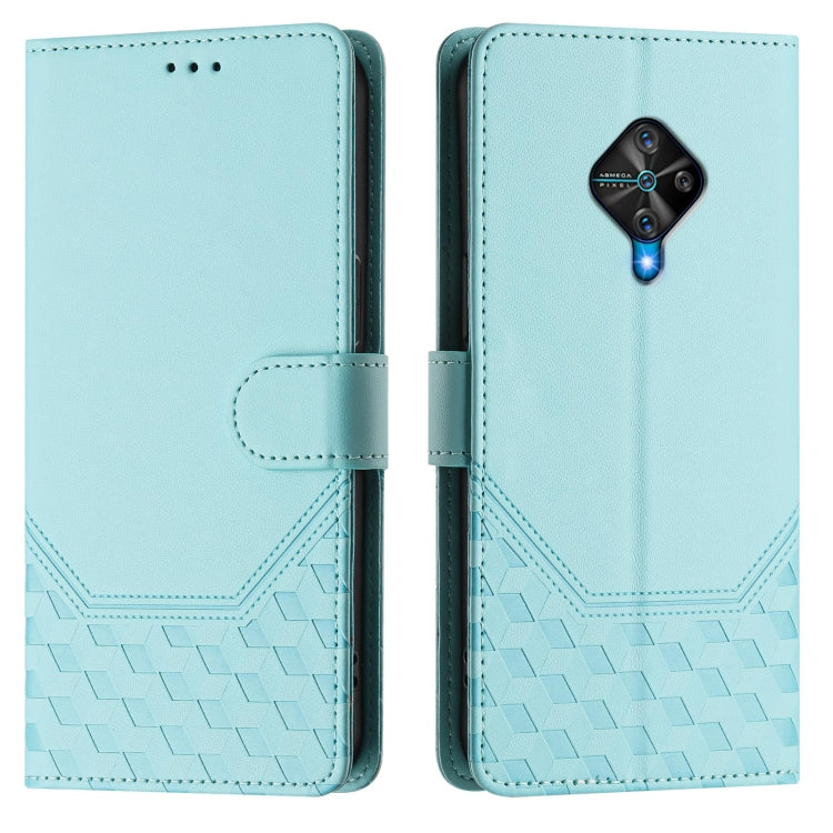 For vivo Y31 4G 2021 India / Y53s 4G Honeycomb Embossing RFID Leather Phone Case