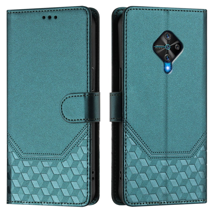 For vivo Y31 4G 2021 India / Y53s 4G Honeycomb Embossing RFID Leather Phone Case