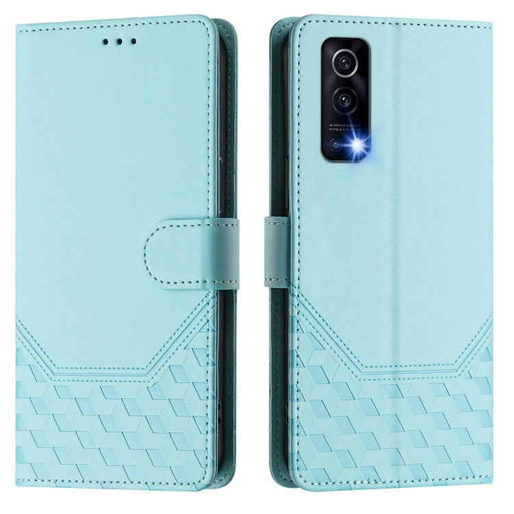 For vivo Y72 5G / iQOO Z3 Honeycomb Embossing RFID Leather Phone Case