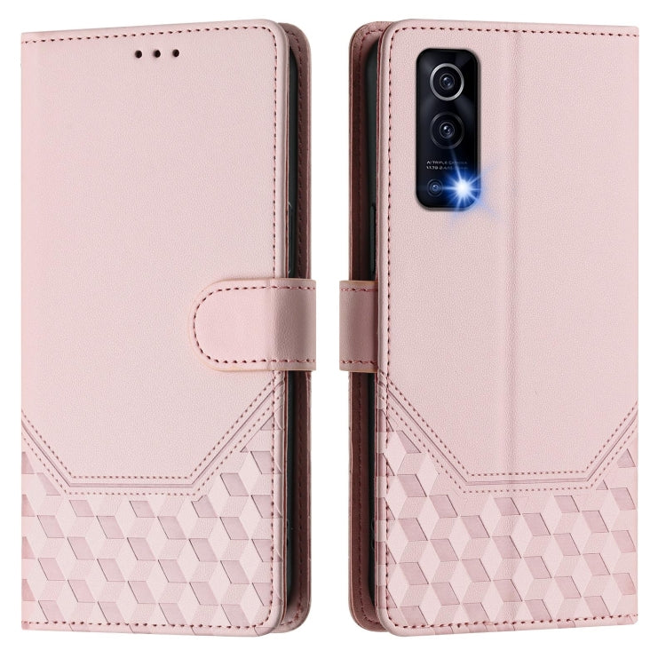 For vivo Y72 5G / iQOO Z3 Honeycomb Embossing RFID Leather Phone Case