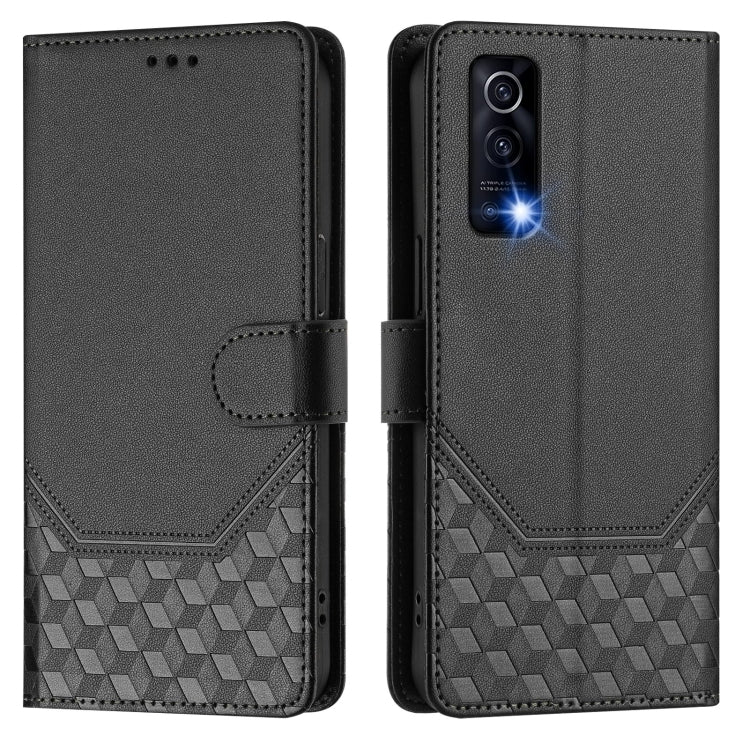 For vivo Y72 5G / iQOO Z3 Honeycomb Embossing RFID Leather Phone Case