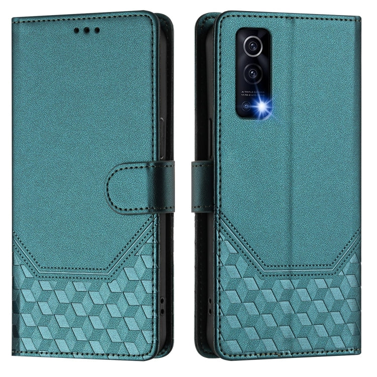 For vivo Y72 5G / iQOO Z3 Honeycomb Embossing RFID Leather Phone Case