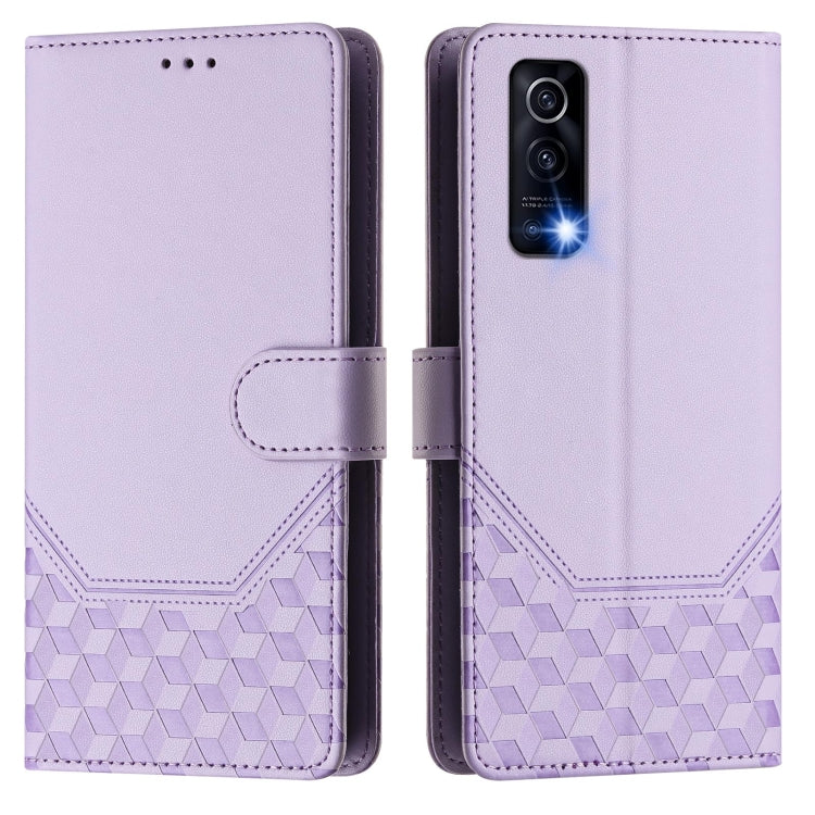 For vivo Y72 5G / iQOO Z3 Honeycomb Embossing RFID Leather Phone Case