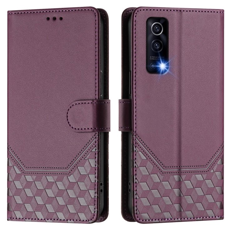 For vivo Y72 5G / iQOO Z3 Honeycomb Embossing RFID Leather Phone Case