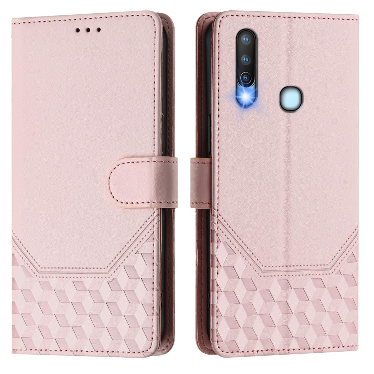 For vivo Y17 / Y15 / Y12 / Y11 Honeycomb Embossing RFID Leather Phone Case